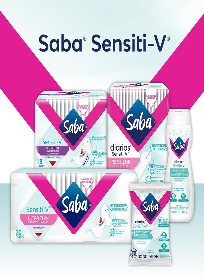 Saba Kombucha Saba Sensiti-V Ultra Thin Overnight Pads, 72 Count (4 Packs of 18) - Image 5